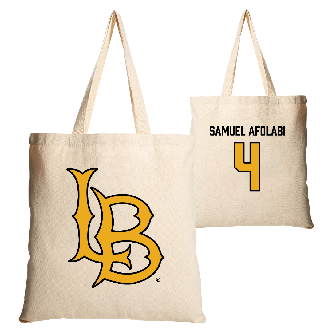 Long Beach State University Basketball Tan Canvas Tote Bag - #4 Tairat Samuel Afolabi