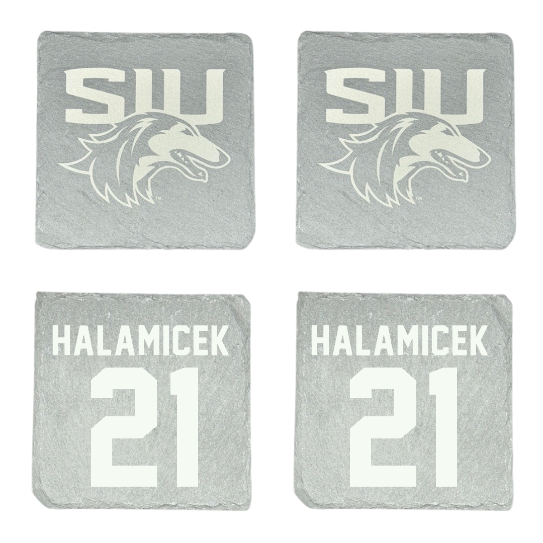 Southern Illinois University at Carbondale Baseball Stone Coaster (4 Pack)  - #21 Ryan Halamicek