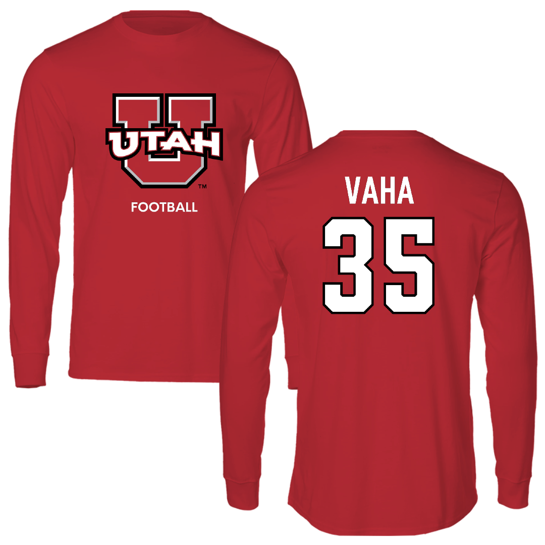 University of Utah Football Red Utes Performance Long Sleeve - #35 Isaac Vaha