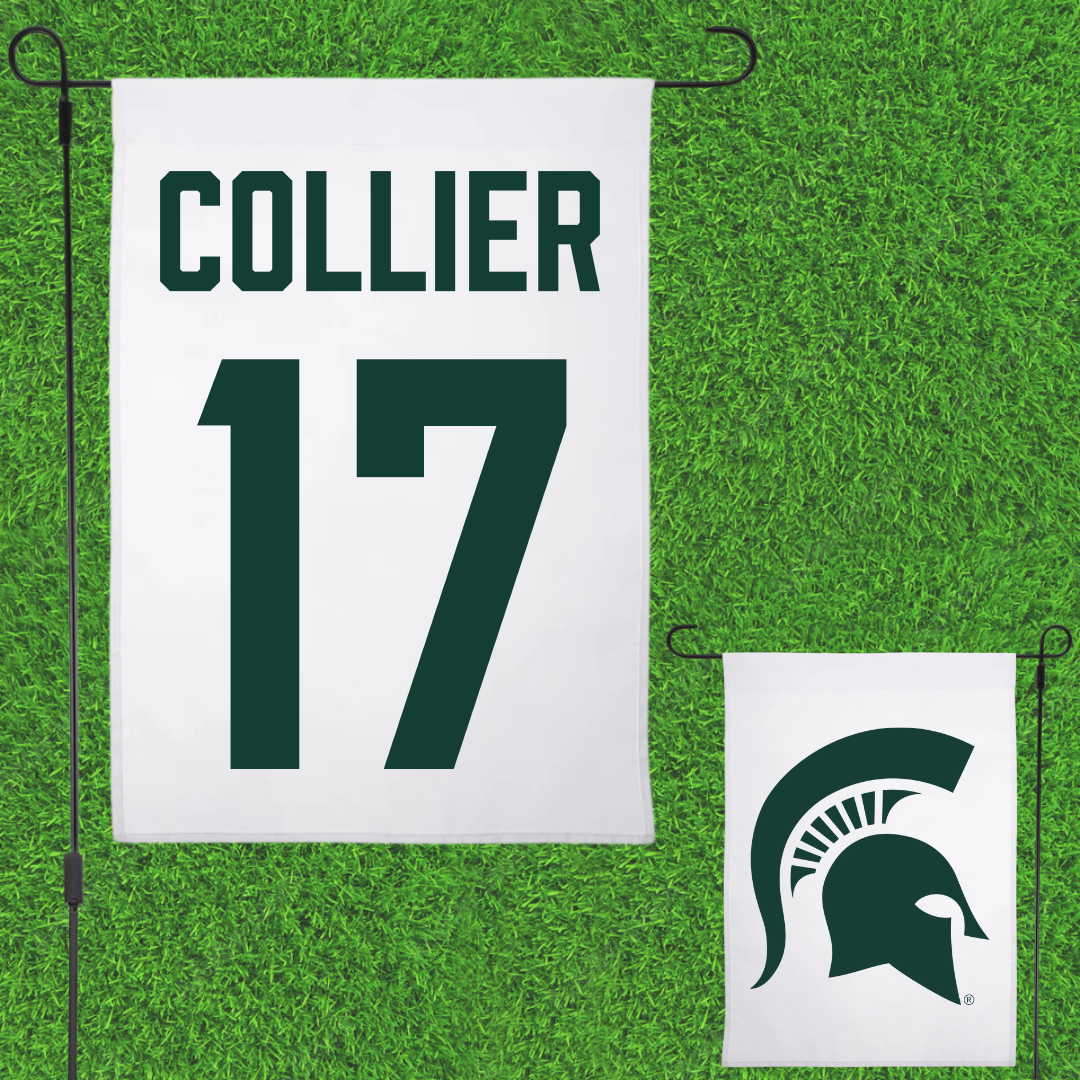 Michigan State University Football White Garden Flag - #17 Braylon Collier