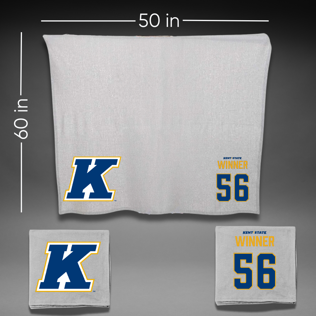 Kent State University Football Gray Blanket - #56 John Winner