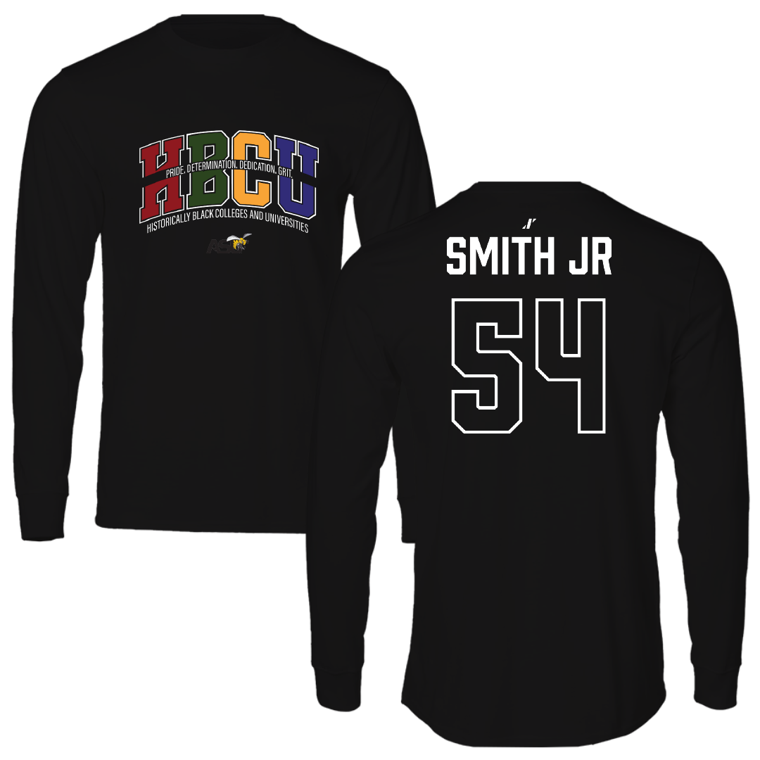 Alabama State University Football Black HBCU Performance Long Sleeve - #54 Patrick Smith Jr