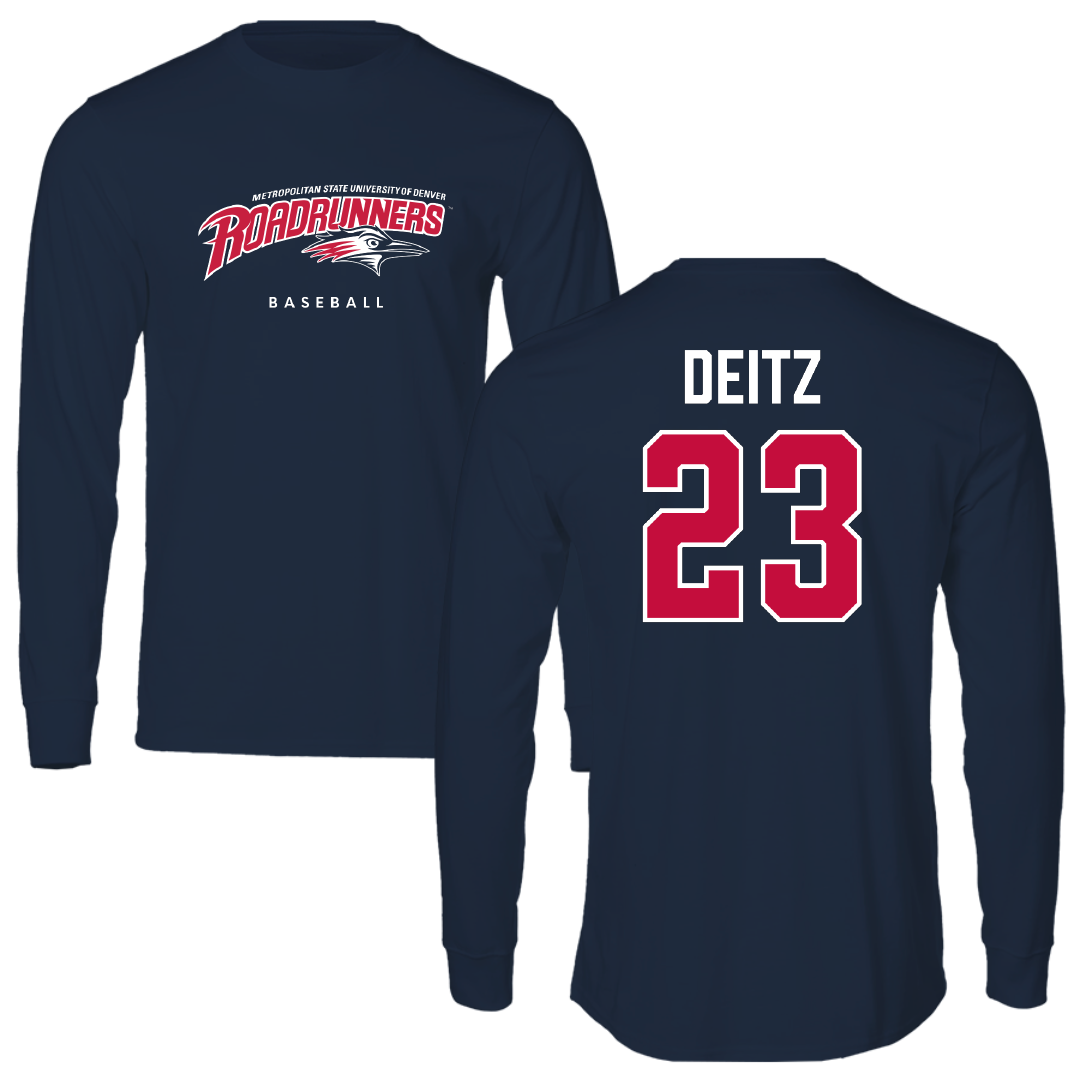 Metropolitan State University of Denver Baseball Navy Long Sleeve - #23 Michael Deitz