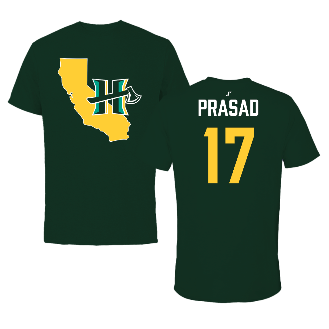 Cal Poly Humboldt Soccer Forest Green Lumberjacks State Tee - #17 Aansh Prasad