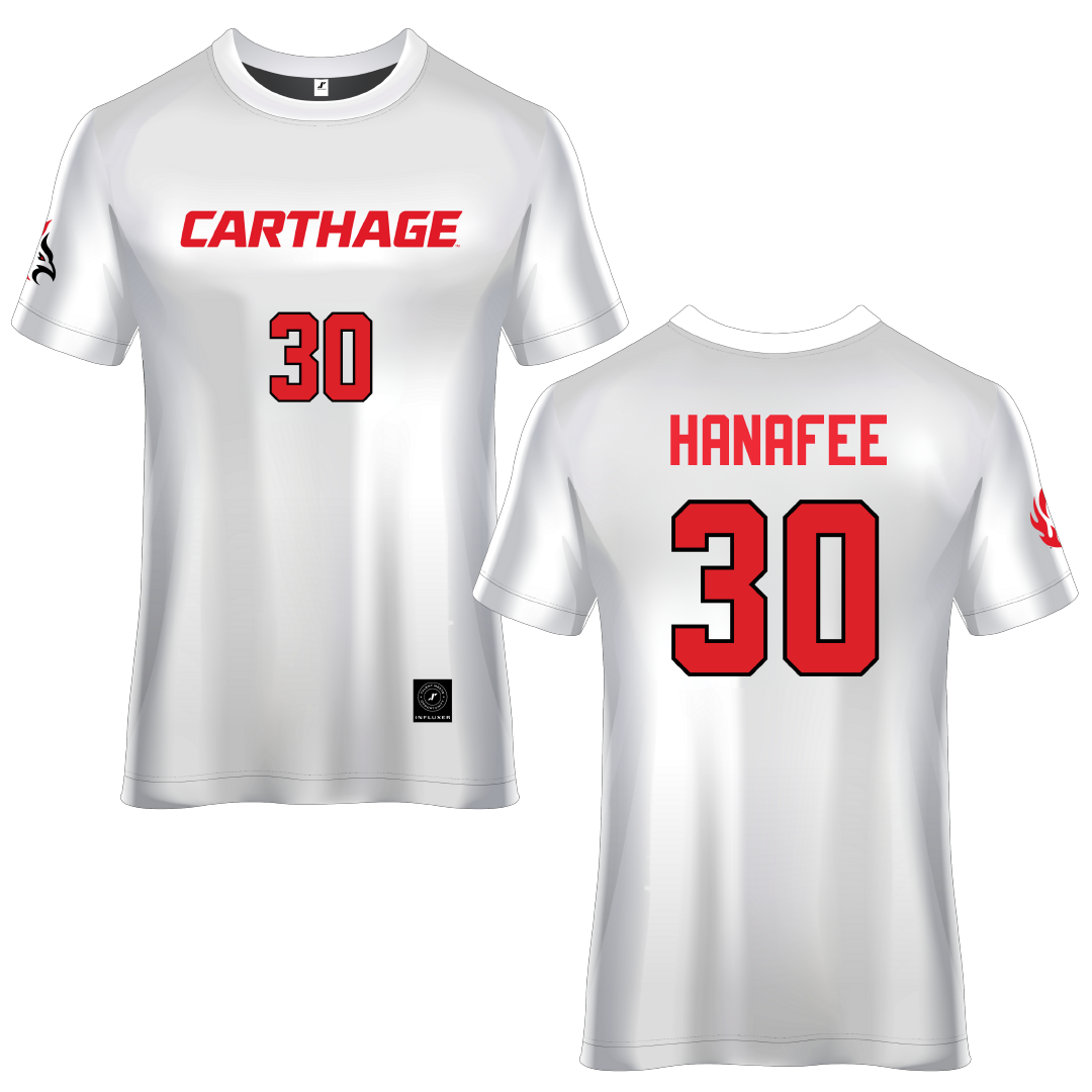 Carthage College White Soccer Jersey - #30 George Hanafee