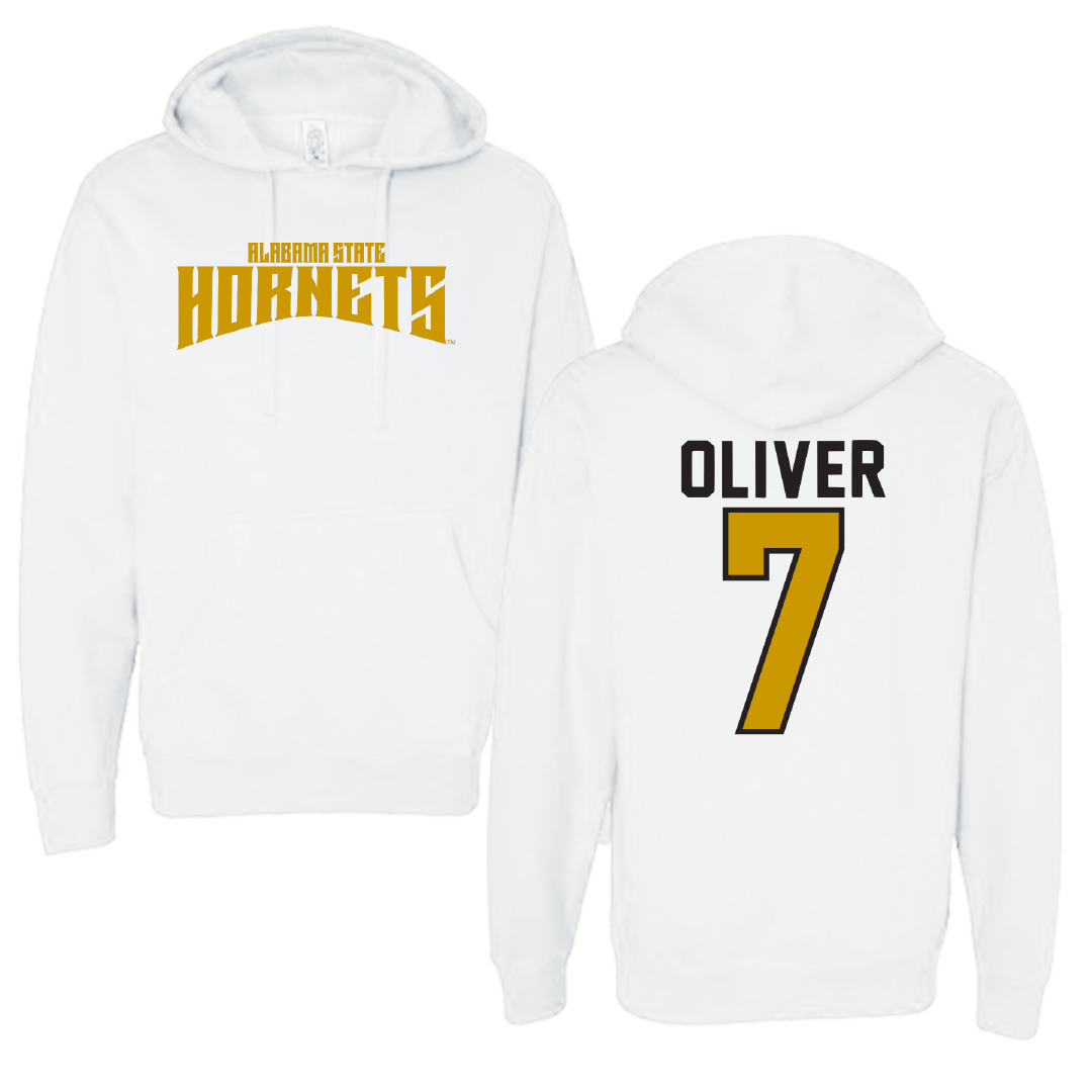 Alabama State University Flag Football White Classic Hoodie - #7 Janiyah Oliver