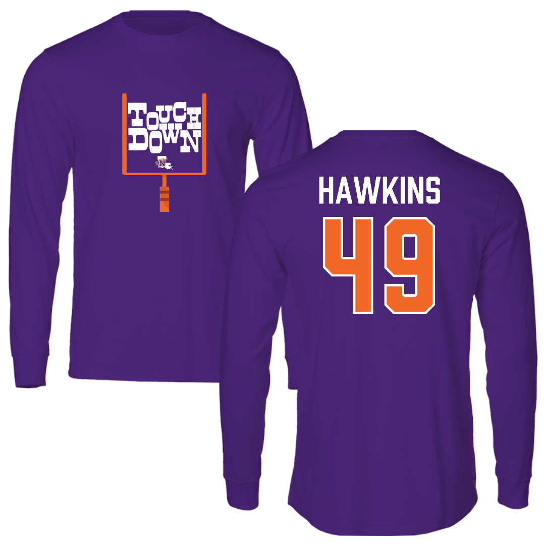 Northwestern State University Football Purple Touchdown Performance Long Sleeve - #49 Christian Hawkins