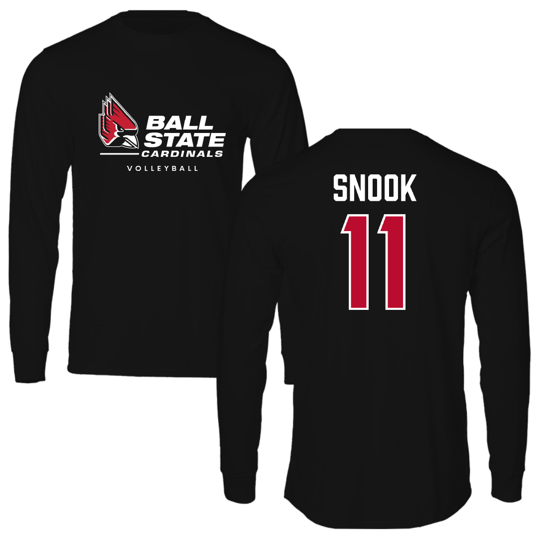 Ball State University Volleyball Black Performance Long Sleeve - #11 Tiffany Snook