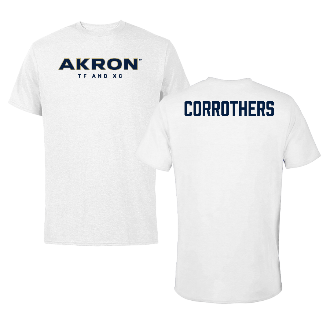 University of Akron TF and XC White Tee - Cameron Corrothers