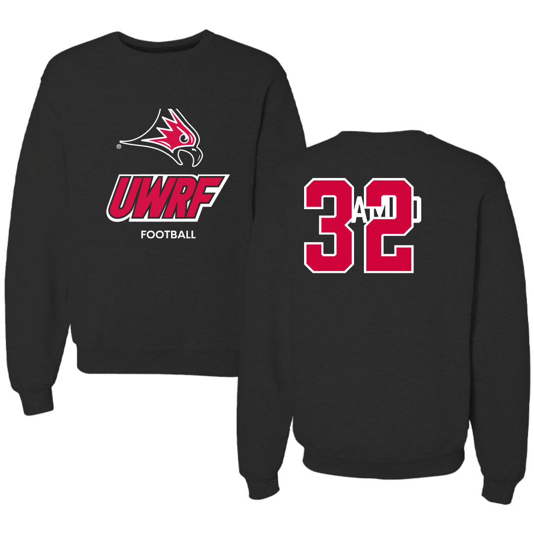 University of Wisconsin-River Falls Football Black Crewneck - #32 Adam Hamed