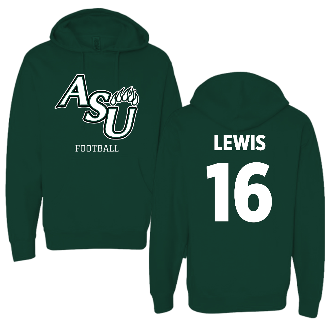 Adams State University Football Forest Green Block Hoodie - #16 Jett Lewis