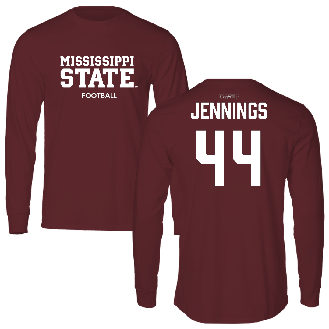 Mississippi State University Football Maroon Long Sleeve - #44 Branden Jennings