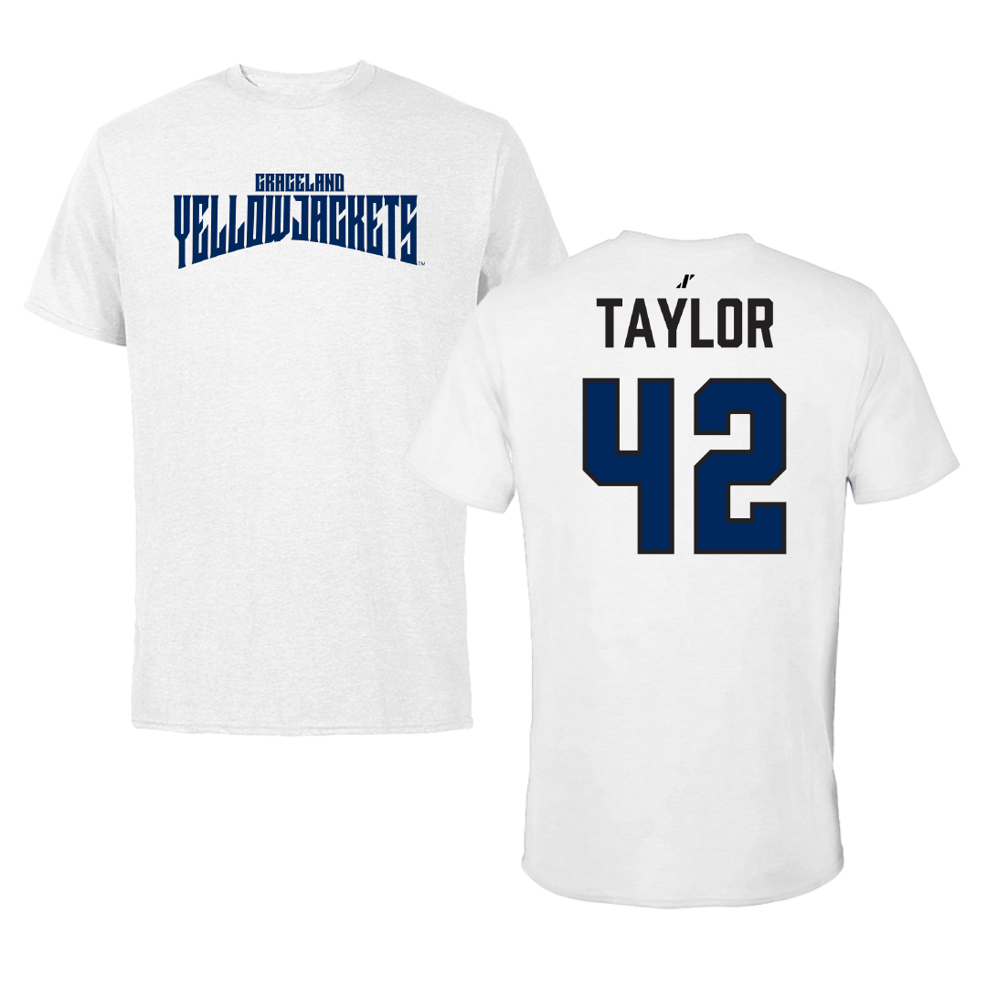 Graceland University Basketball (W) White Classic Tee - #42 Angel Taylor