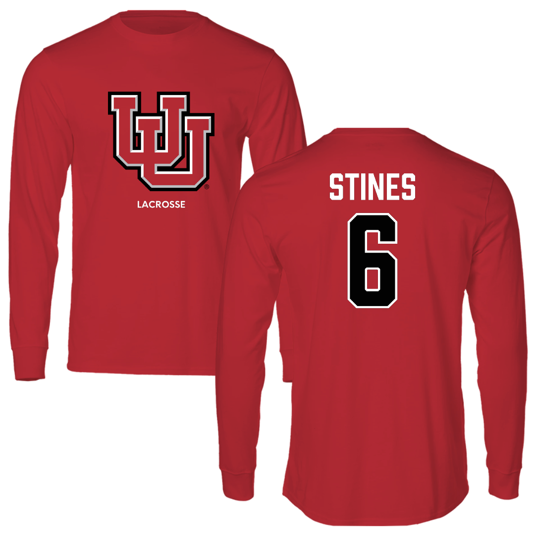 University of Utah Lacrosse (M) Red Block Performance Long Sleeve - #6 Ryan Stines