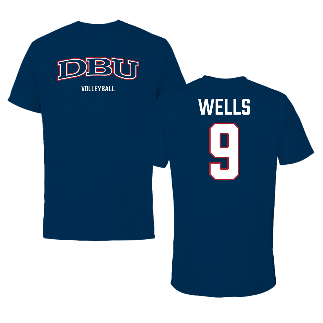 Dallas Baptist University Volleyball (W) Navy Performance Tee - #9 Karly Wells