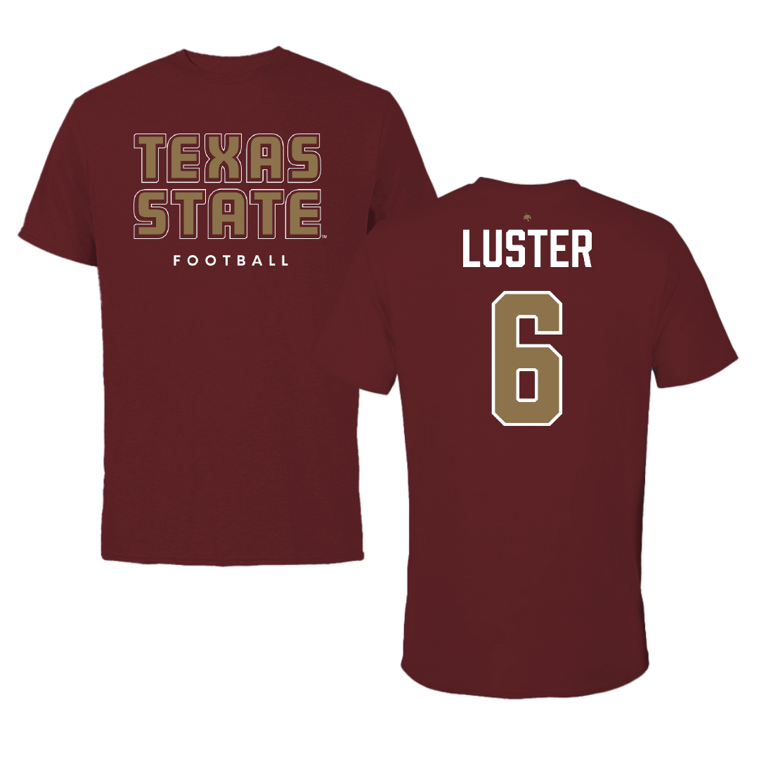 Texas State University Football Maroon Performance Tee - #6 Keldric Luster