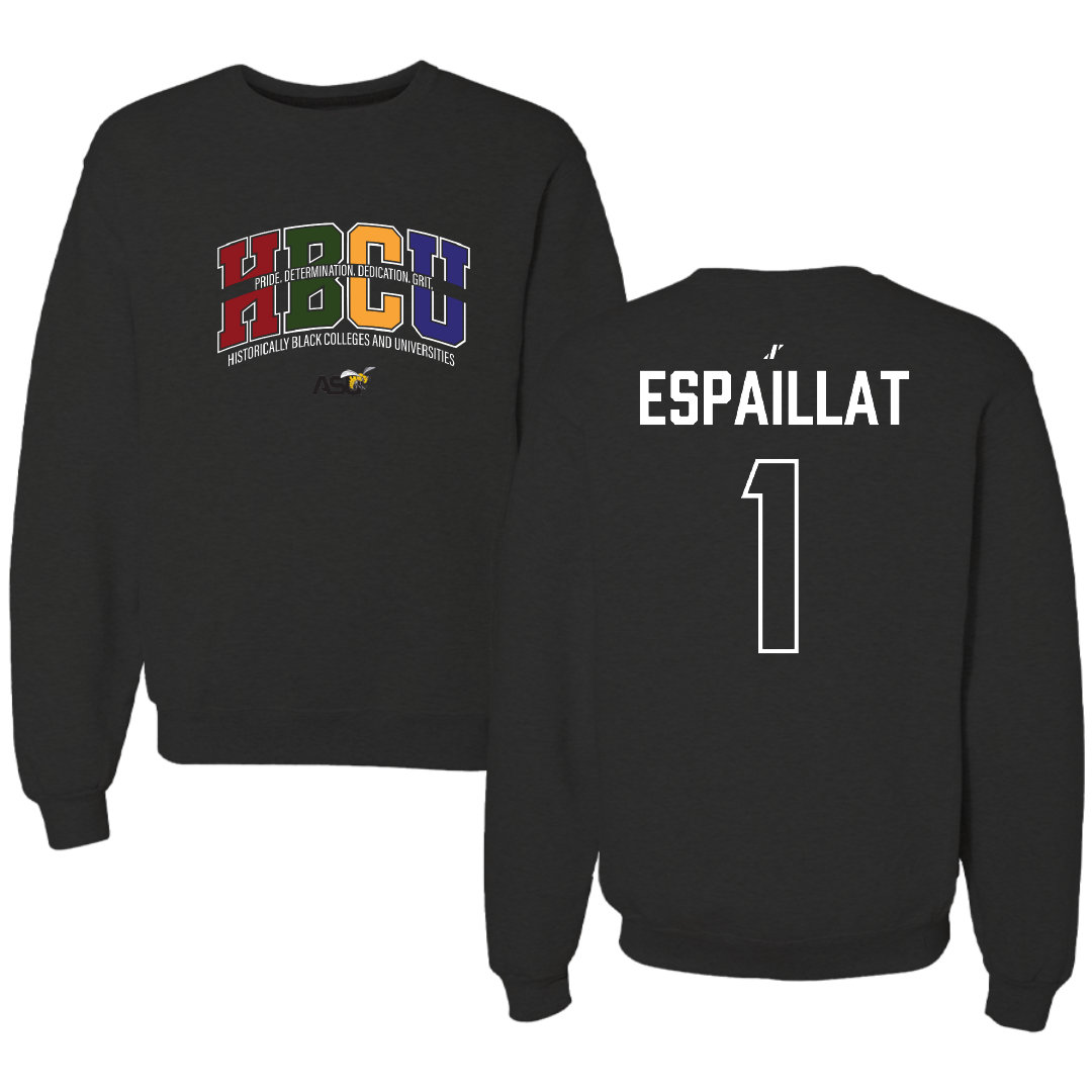 Alabama State University Baseball Black HBCU Crewneck - #1 Alex Espaillat