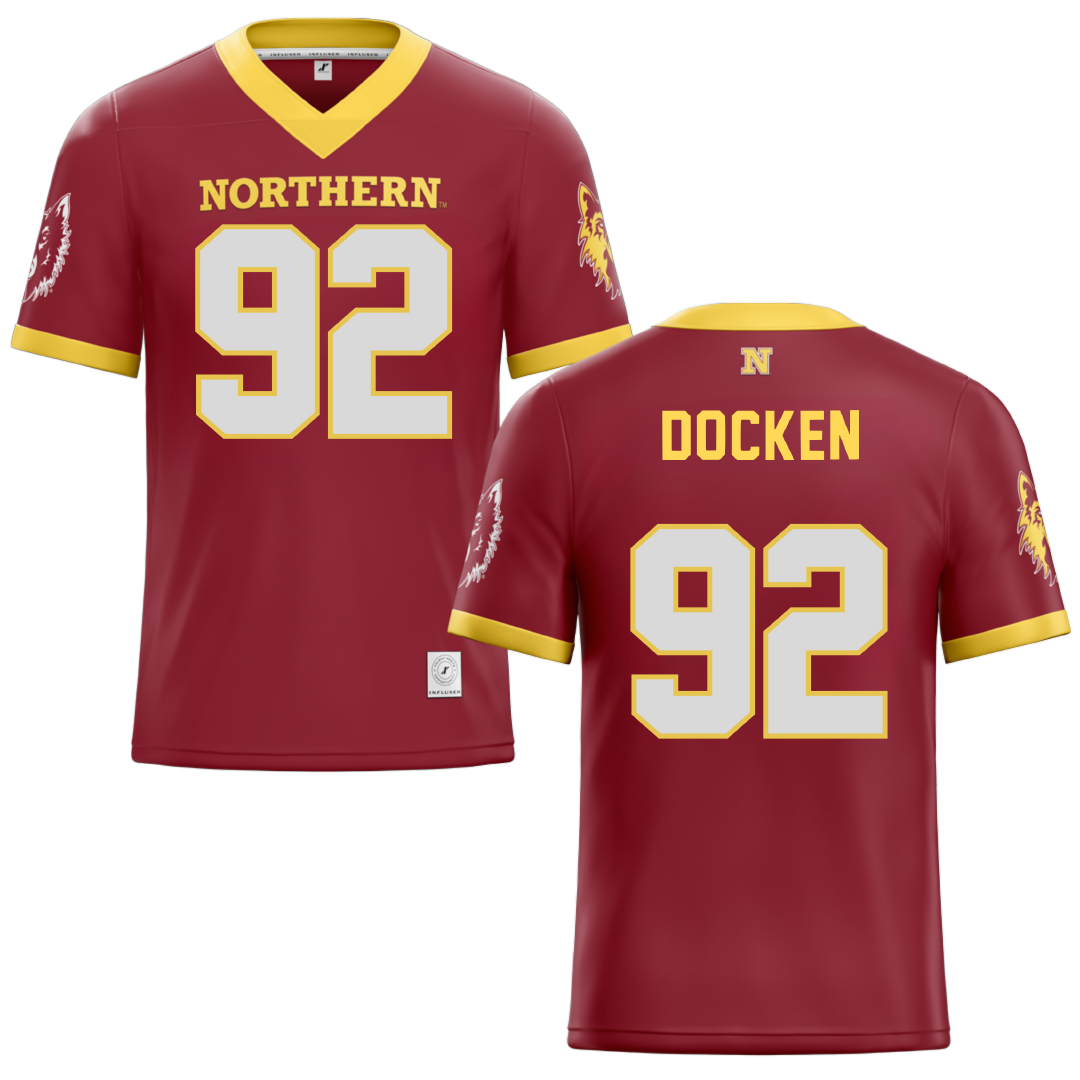 Northern State University Maroon Football Jersey - #92 Keaton Docken