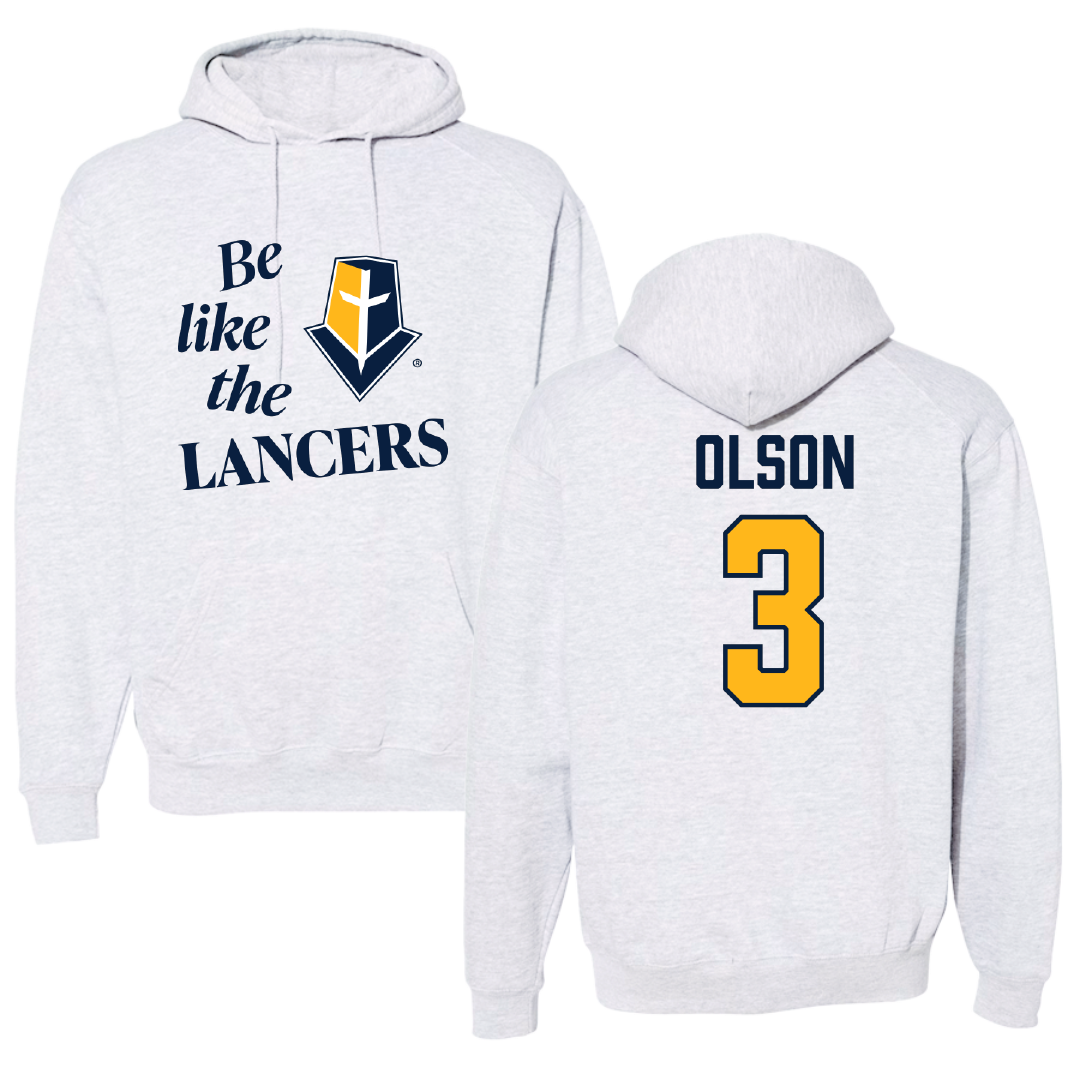 Mount Marty University Basketball Light Gray Be Like Us Hoodie - #3 Eli Olson