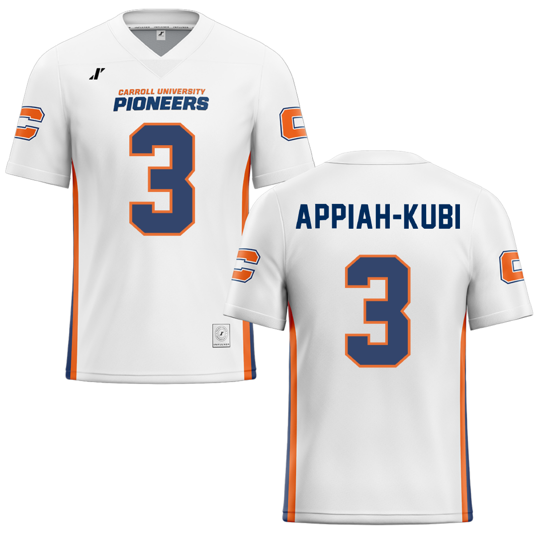 Carroll University White Football Jersey - #3 Aaron Appiah-Kubi