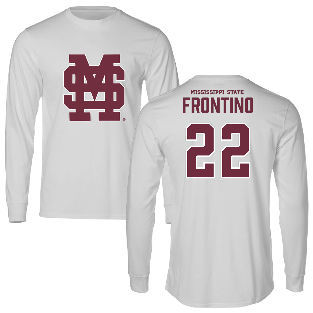 Mississippi State University Baseball Light Gray Baseball Performance Long Sleeve - #22 Nick Frontino