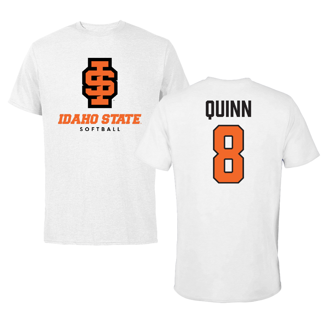 Idaho State University Softball White Performance Tee - #8 Rebecca Quinn
