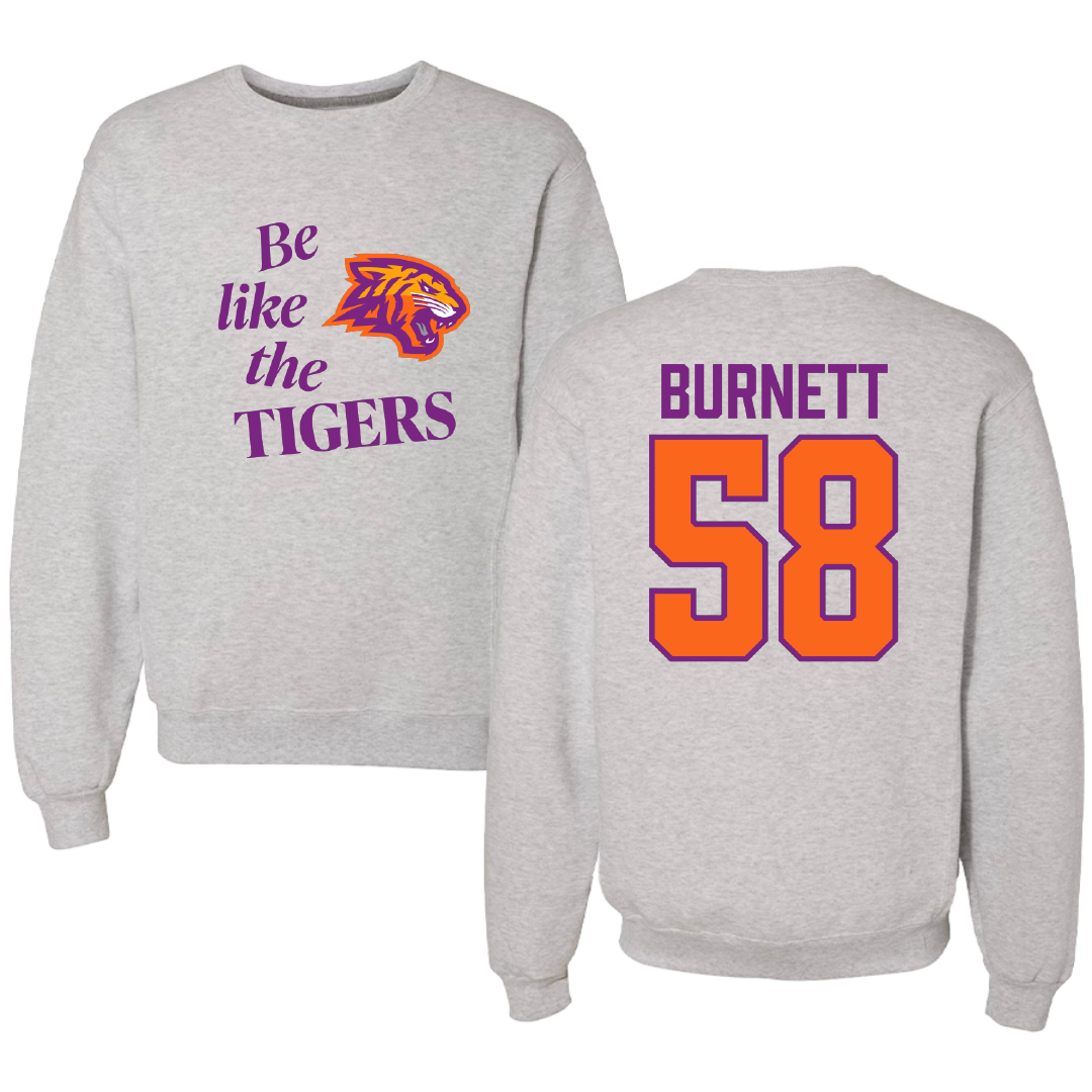 Edward Waters University Football Light Gray Be Like Us Crewneck - #58 Jeremiah Burnett