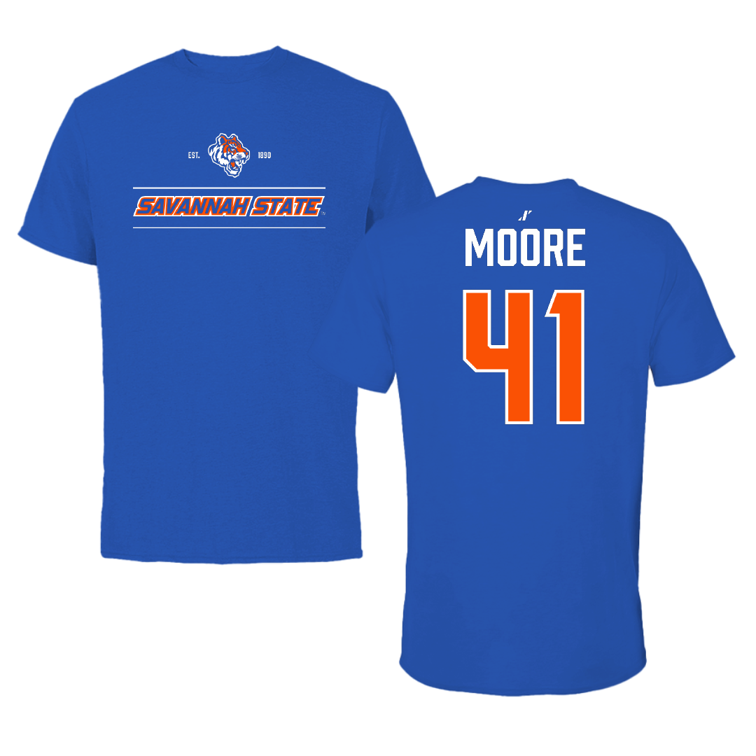 Savannah State University Football Blue General Tee - #41 Carlos Moore