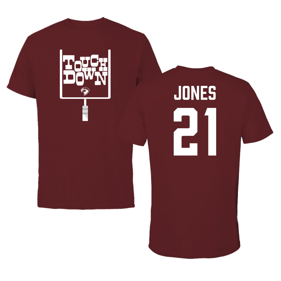Fairmont State University Football Maroon Touchdown Performance Tee - #21 Detray Jones
