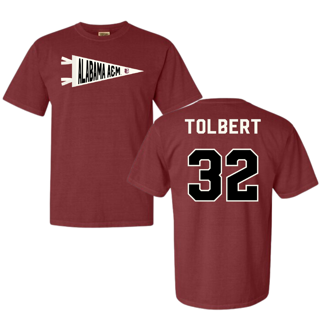 Alabama A&M University Volleyball Maroon Pennant Comfort Colors Tee - #32 Ryann Tolbert