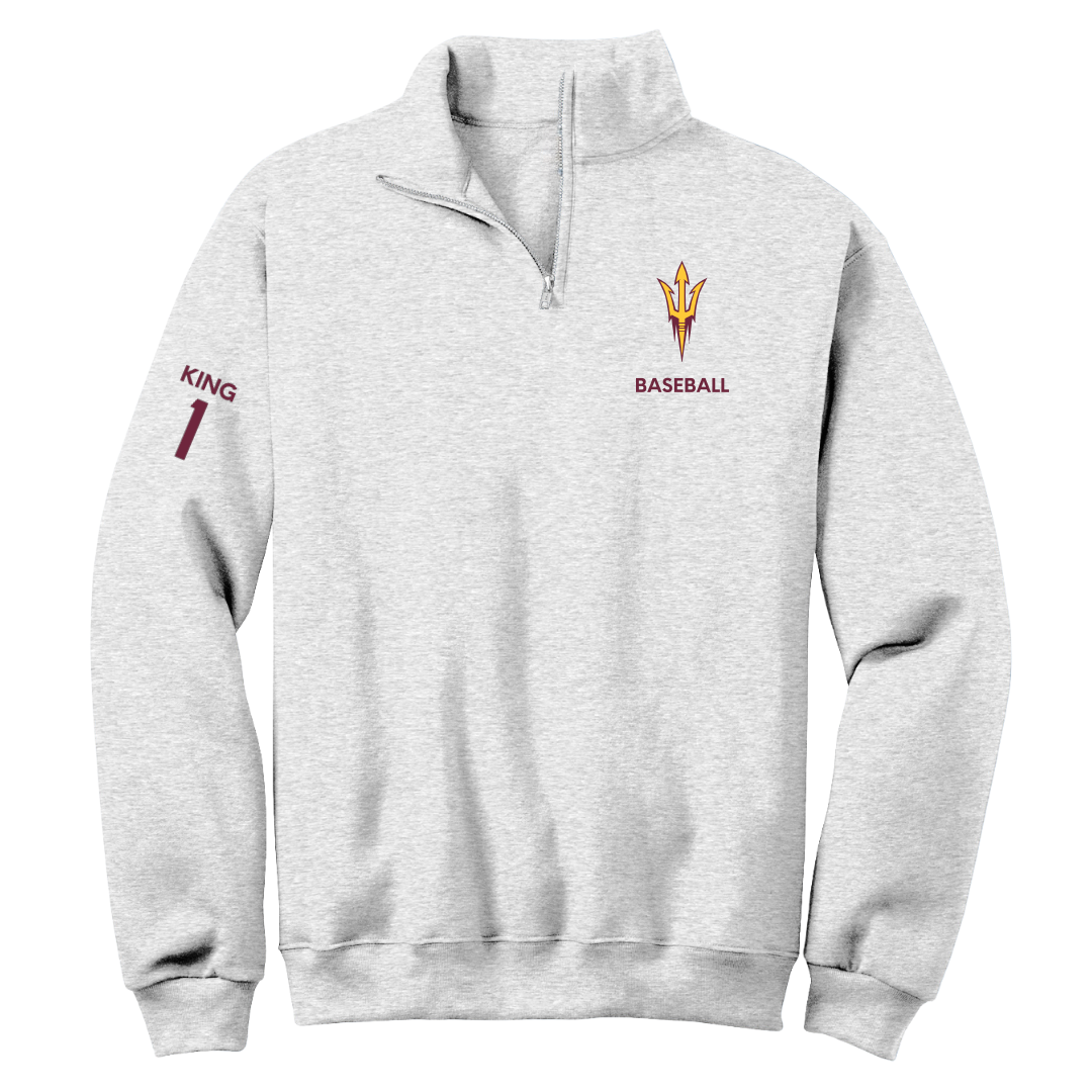 Arizona State University Baseball Light Gray Quarter-Zip - #1 Matt King