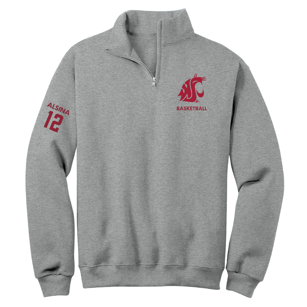 Washington State University Basketball (W) Sport Gray Quarter-Zip - #12 Marta Alsina