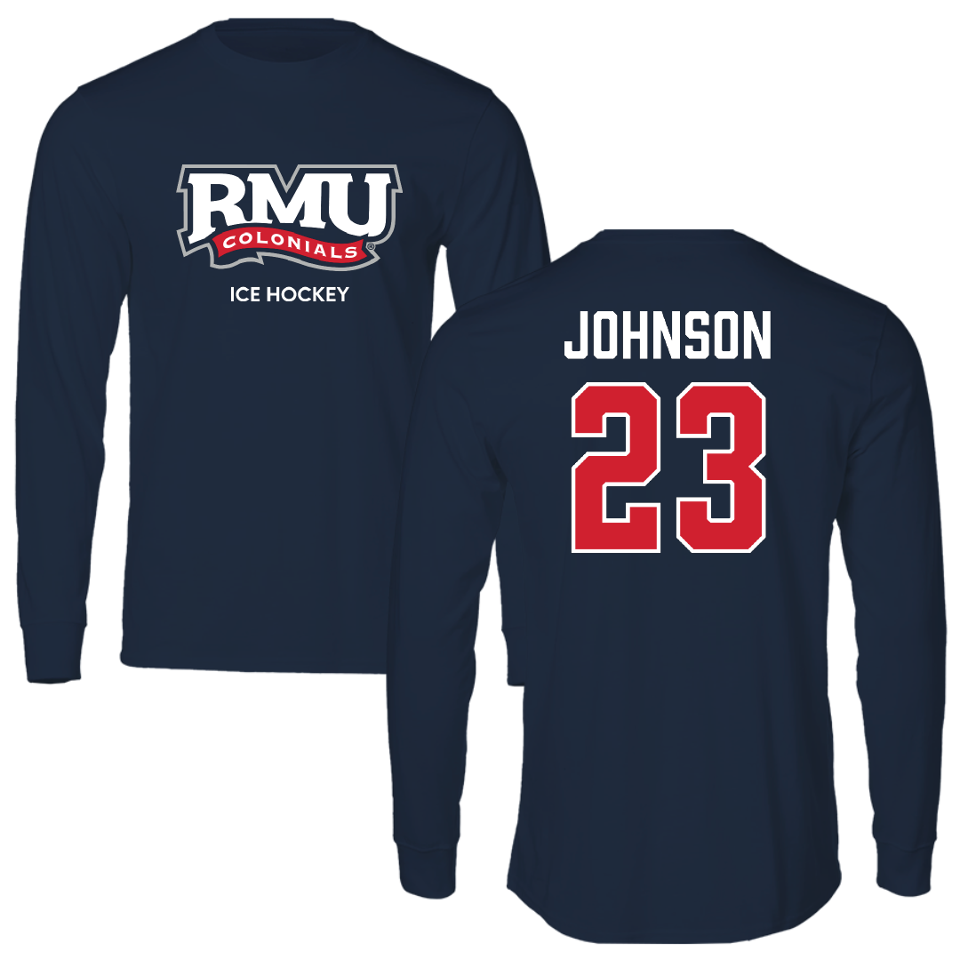 Robert Morris University Ice Hockey (M) Navy RMU Performance Long Sleeve - #23 Luke Johnson