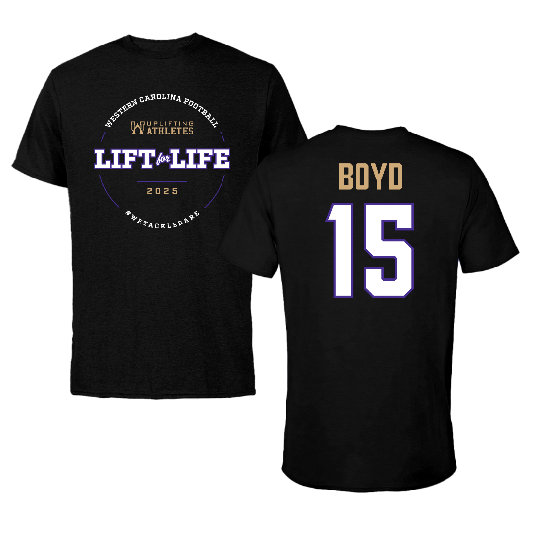 Western Carolina University Football Black Uplifting Athletes Football Performance Tee - #15 Jai Boyd