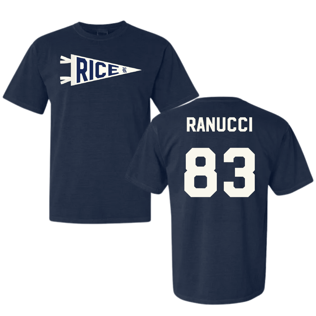 Rice University Football Navy Pennant Comfort Colors Tee - #83 Jackson Ranucci