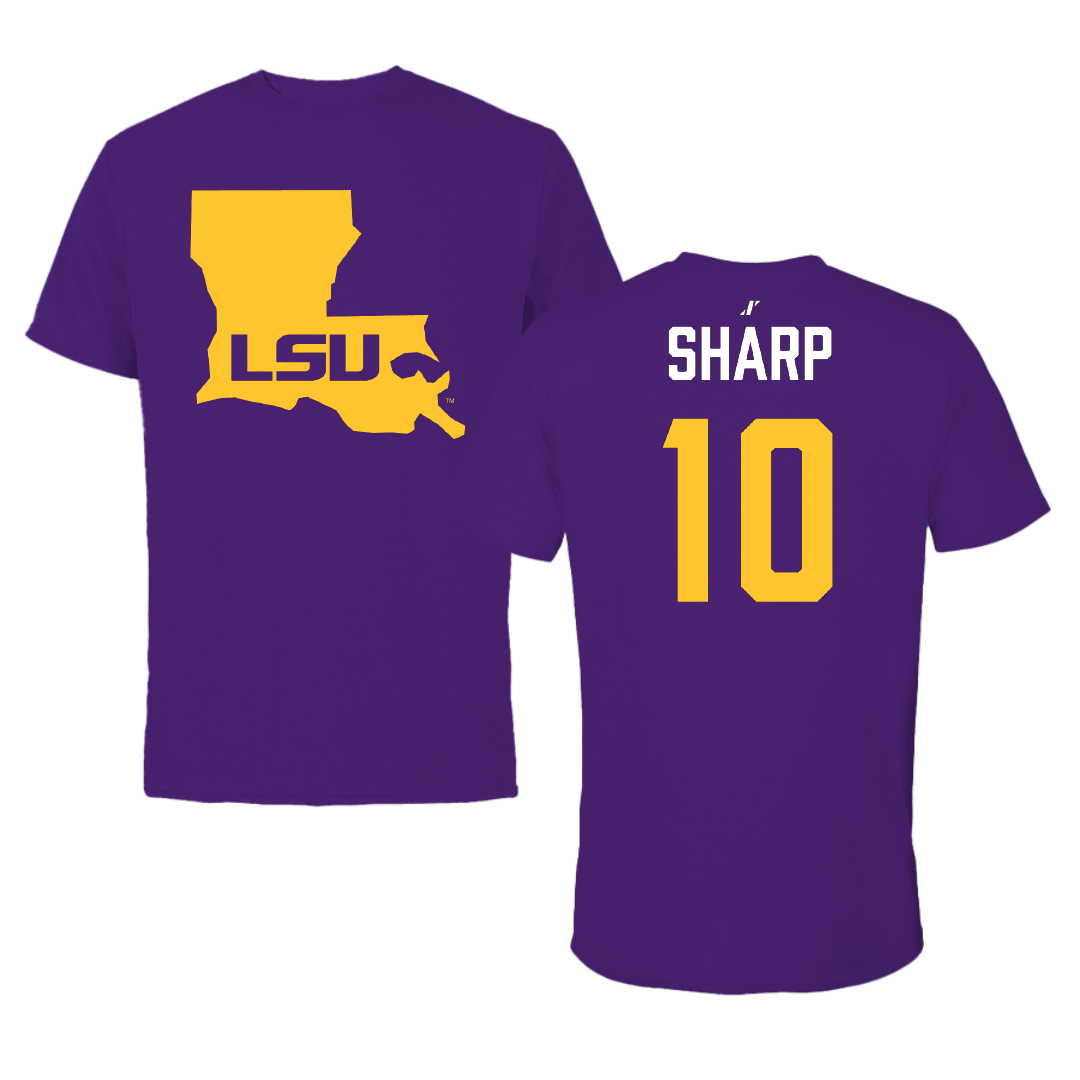 Louisiana State University Football Purple State Tee - #10 Bauer Sharp