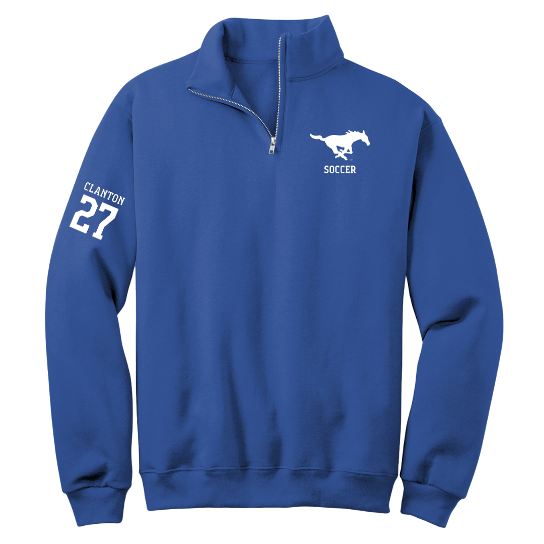 Southern Methodist University Soccer (M) Blue Quarter-Zip - #27 Ryan Clanton