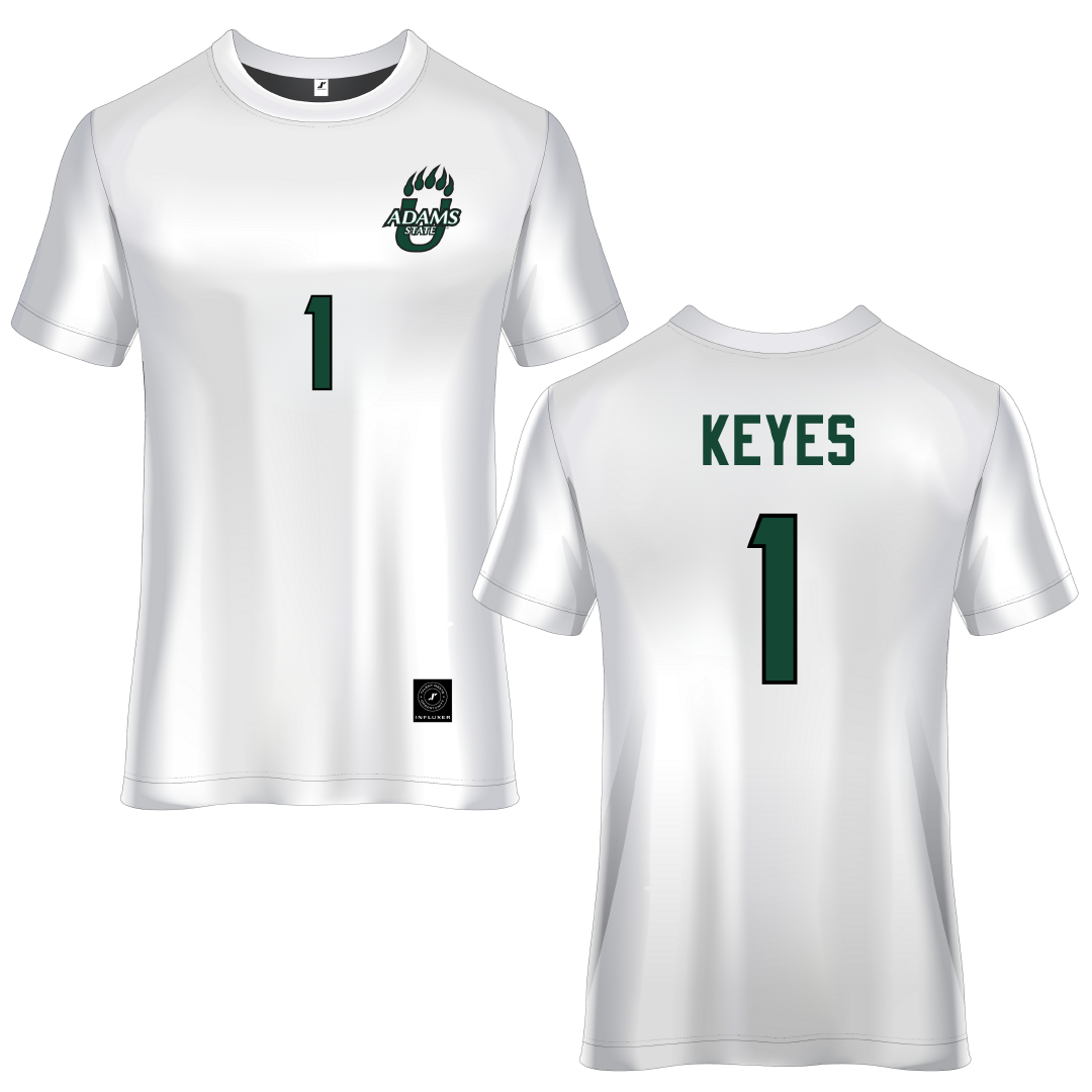 Adams State University White Soccer Jersey - #1 Kena Keyes