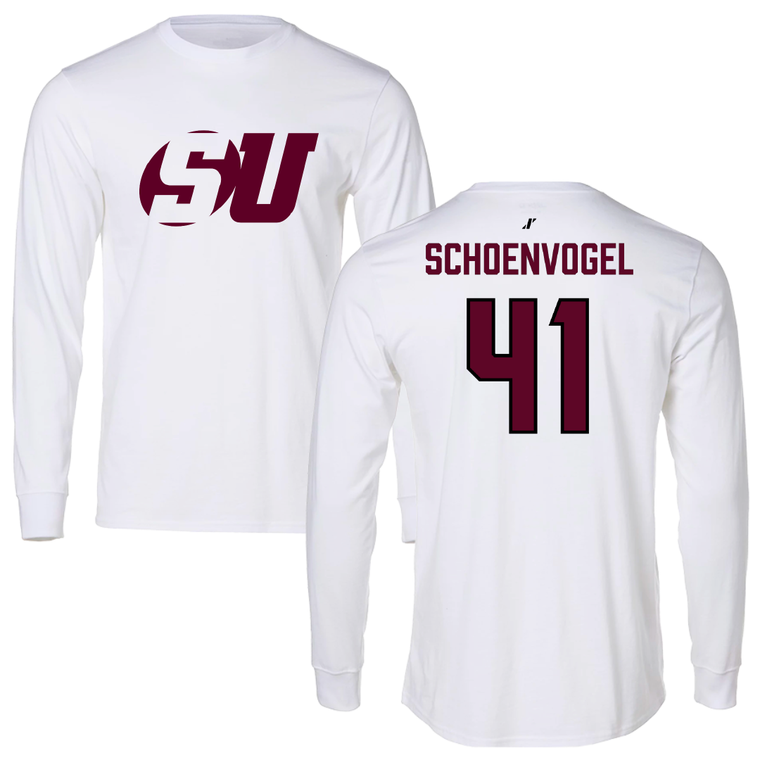 Schreiner University Baseball White Performance Long Sleeve - #41 Owen Schoenvogel