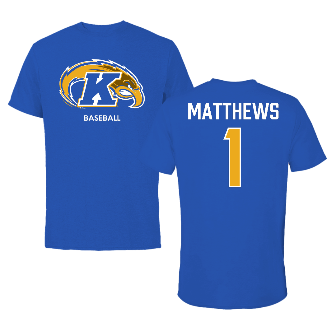 Kent State University Baseball Blue Performance Tee - #1 Luke Matthews