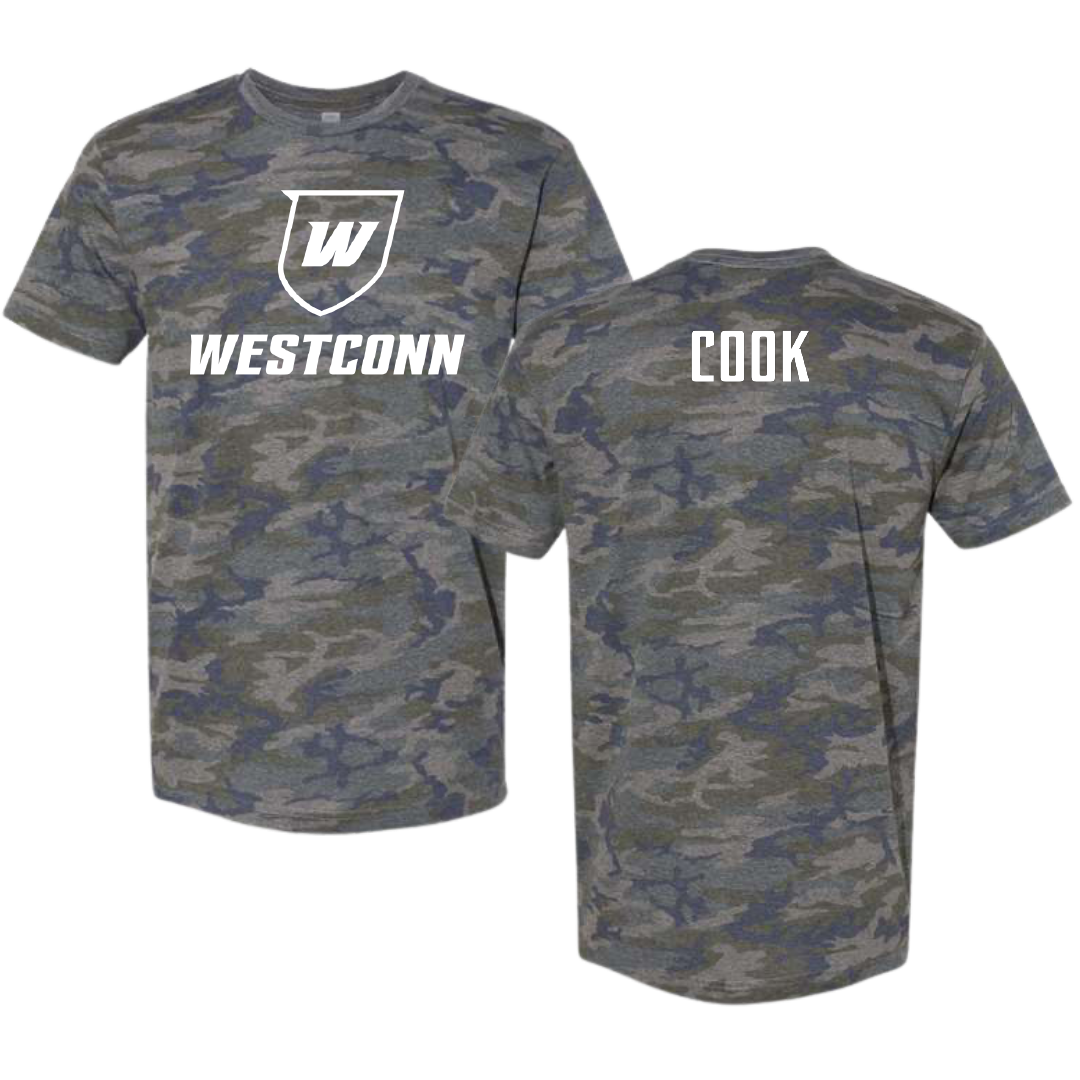 Western Connecticut State University Baseball Vintage Camo Tee - John Cook