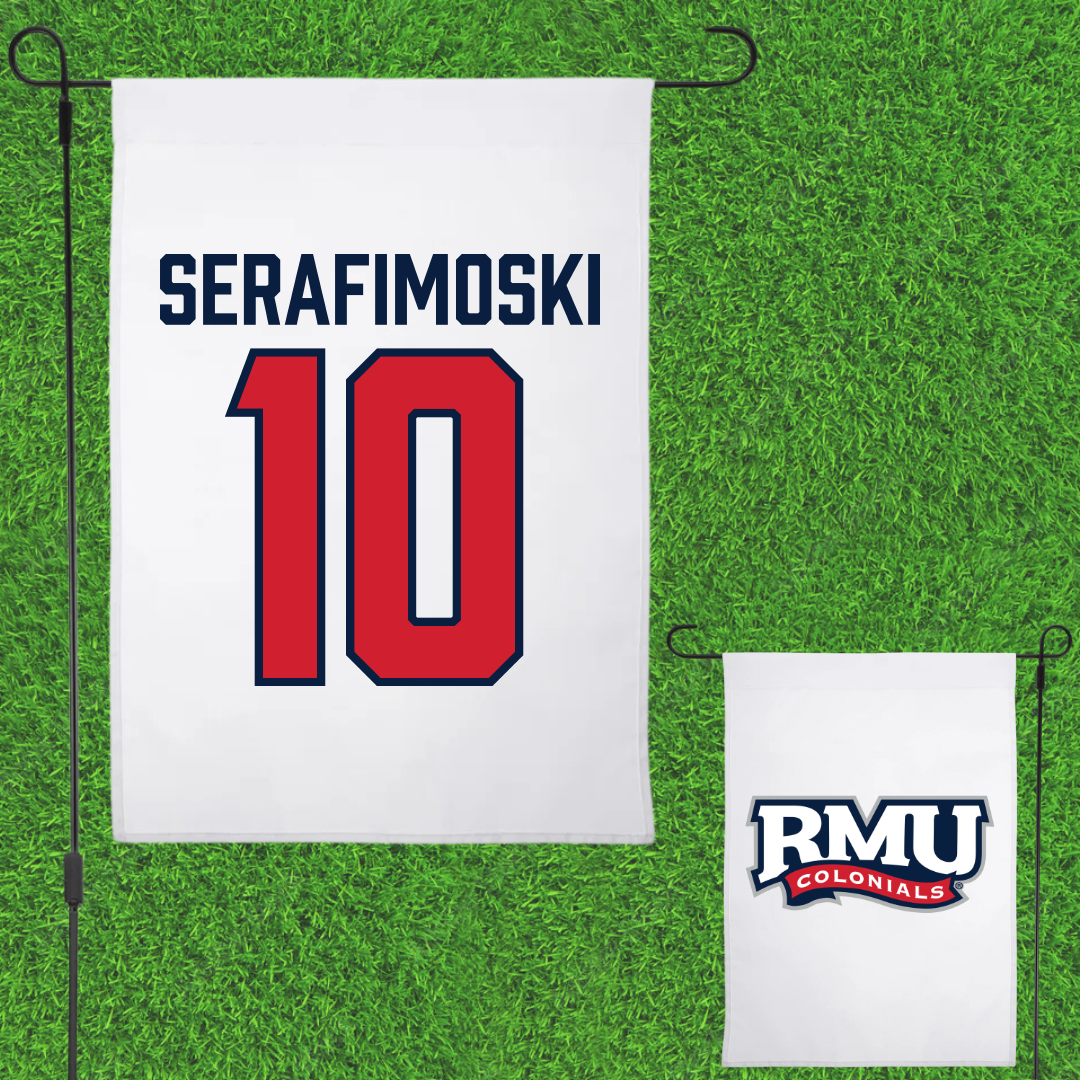 Robert Morris University Basketball White Garden Flag - #10 Vasilije Serafimoski