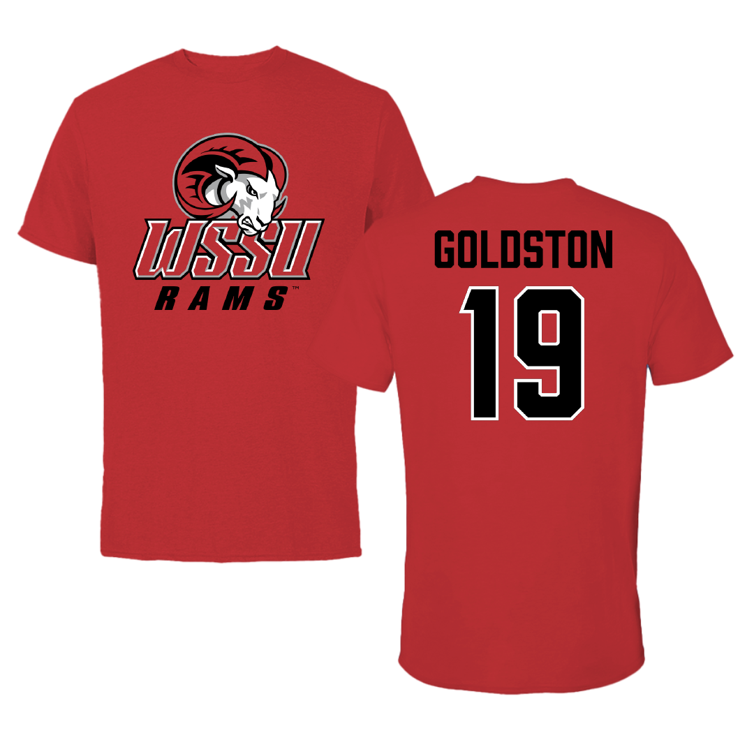Winston-Salem State University Football Red Tee - #19 Deiondre Goldston