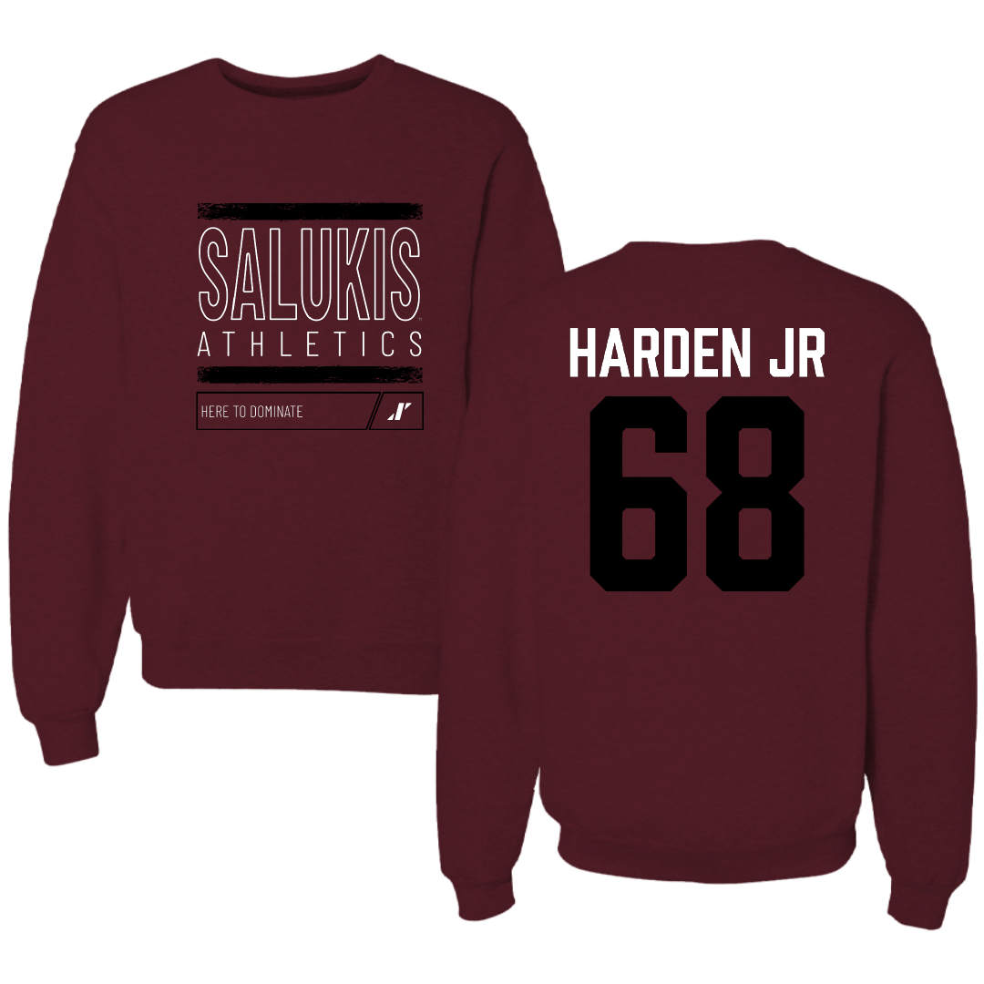 Southern Illinois University at Carbondale Football Maroon Dominate Crewneck - #68 Derek Harden Jr