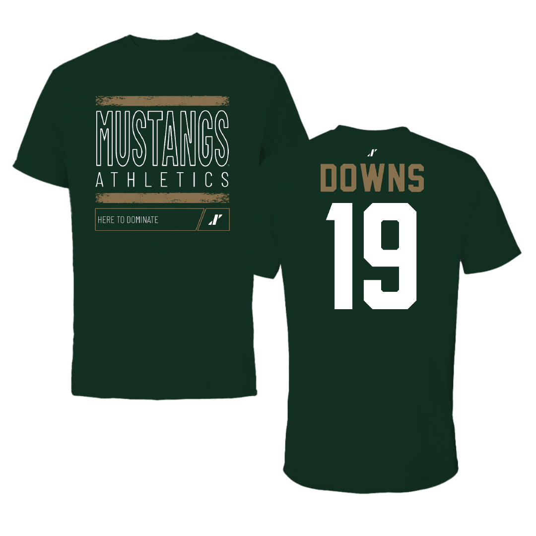Cal Poly Baseball Forest Green Dominate Mustang Tee - #19 Chris Downs