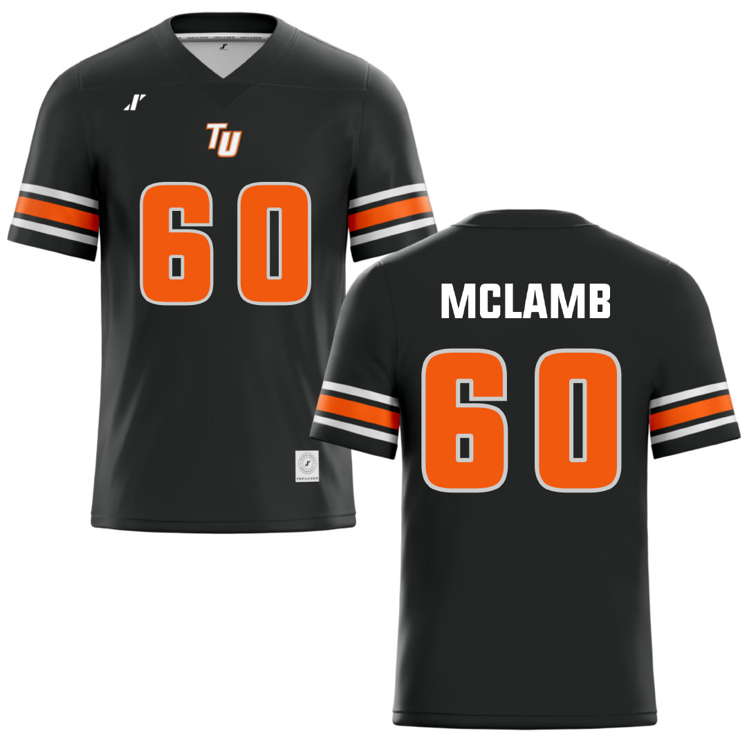 Tusculum University Black Football Jersey - #60 Gabe McLamb