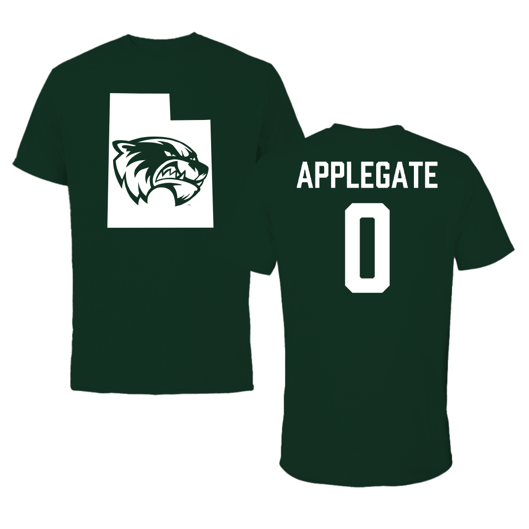 Utah Valley University Baseball Forest Green State Tee - #0 Will Applegate