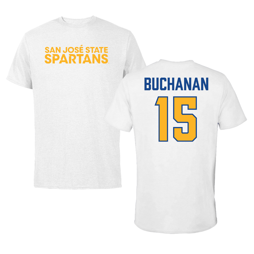 San Jose State University Volleyball White Tee - #15 Mariana Buchanan