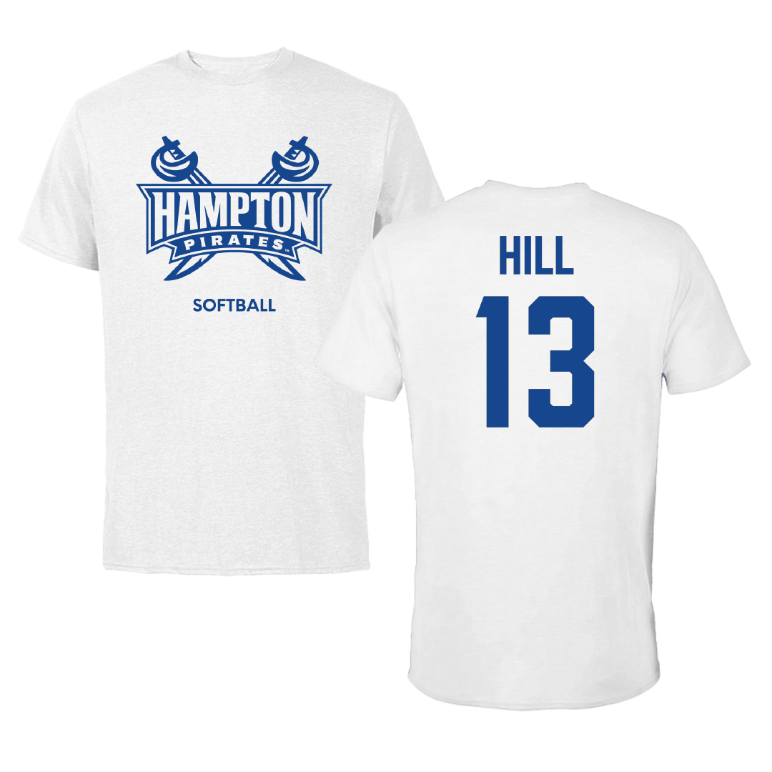 Hampton University Softball White Performance Tee - #13 Kylie Hill
