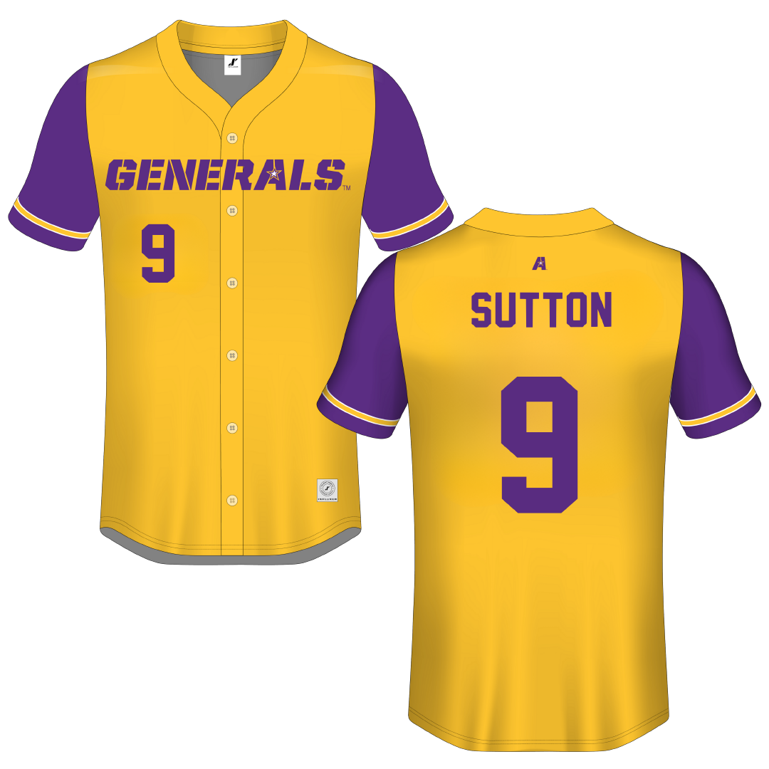 Louisiana State University-Alexandria Gold Button-Down Jersey - #9 Michael Sutton